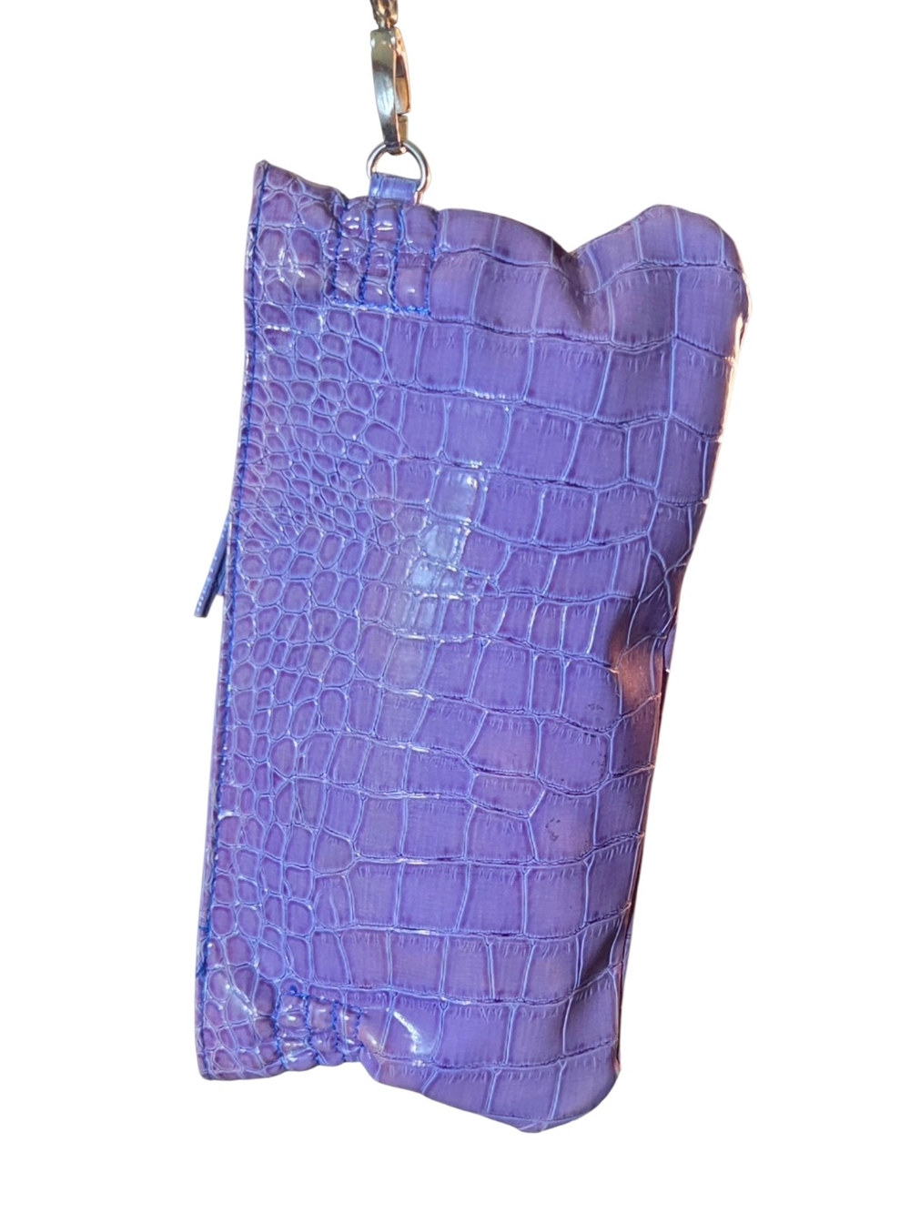 Purple Faux Croc-Embossed Wristlet Clutch ♡ - Picture 7 of 7
